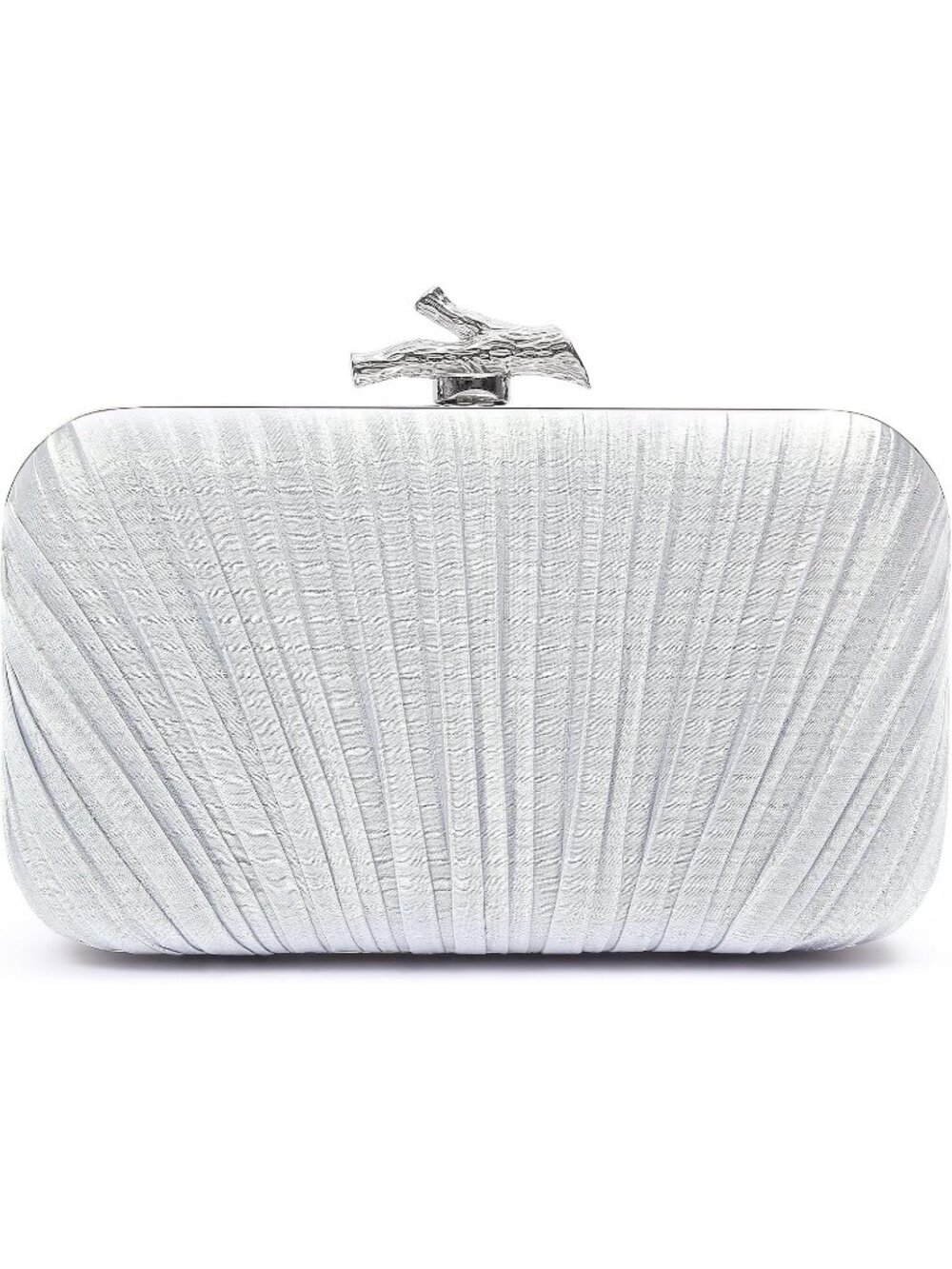 Women's Silver Pleated Clutch Purse For Formal With Chain Evening Bag